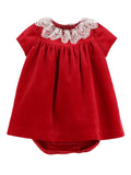 LULI & ME : DELUXE VELVET FLOAT DRESS RED