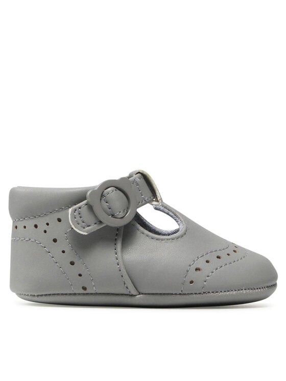MAYORAL: GREY LEATHER T-STRAP BABY SHOES