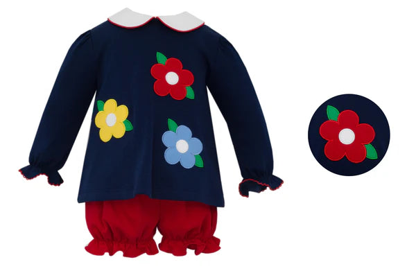 CLAIRE & CHARLIE: FLOWERS-NAVY BLOOMER SET