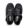 DOE A DEAR: BLACK CLEAR STONE FLAT SHOES