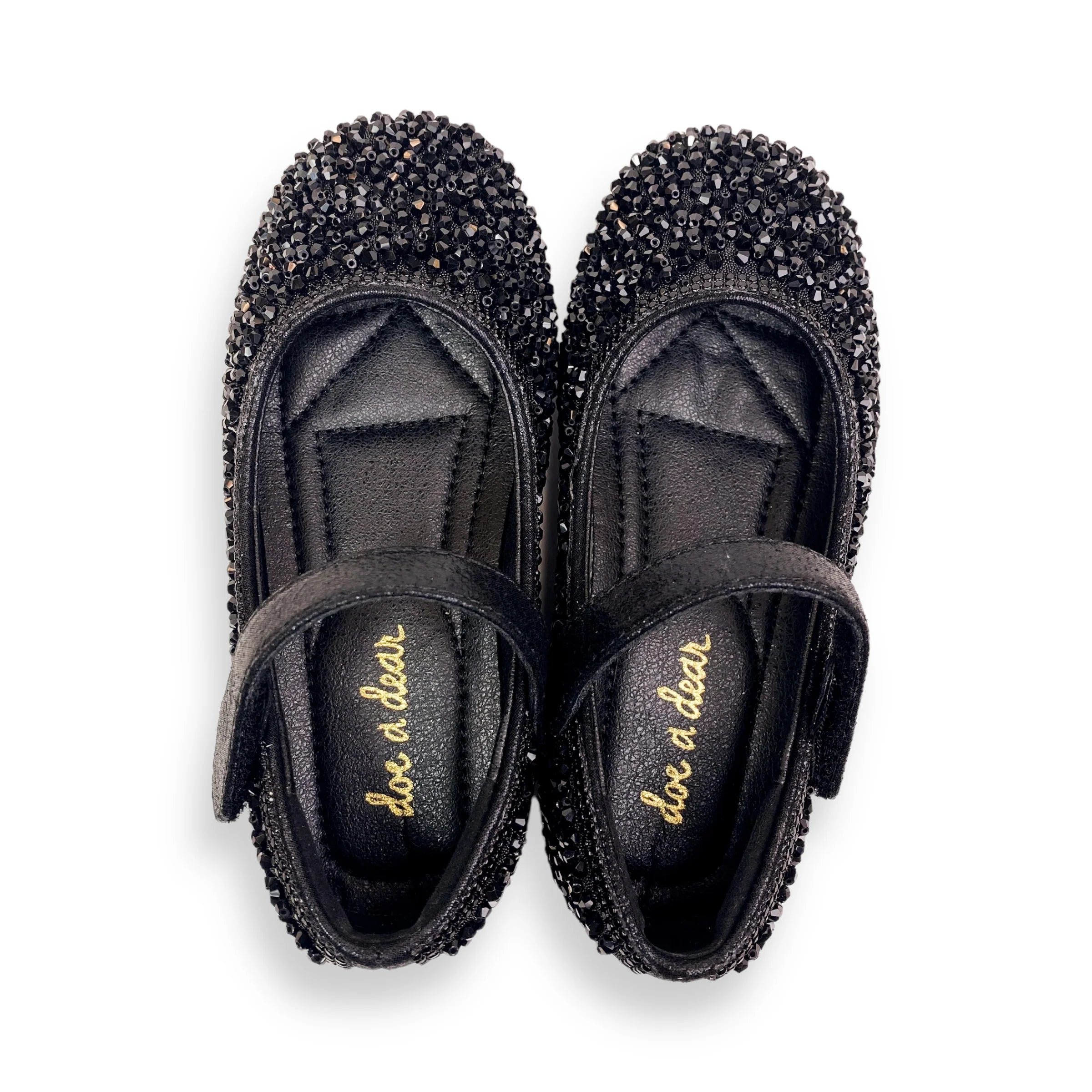 DOE A DEAR: BLACK CLEAR STONE FLAT SHOES