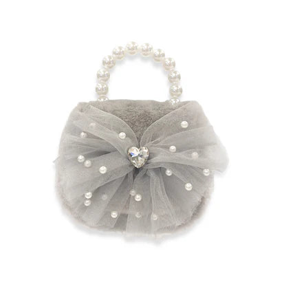 DOE A DEAR : GREY BOW RHINESTONE PURSE