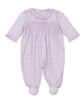 KISSY KISSY : LILAC FOOTIE FLORAL PRINT SMOCK