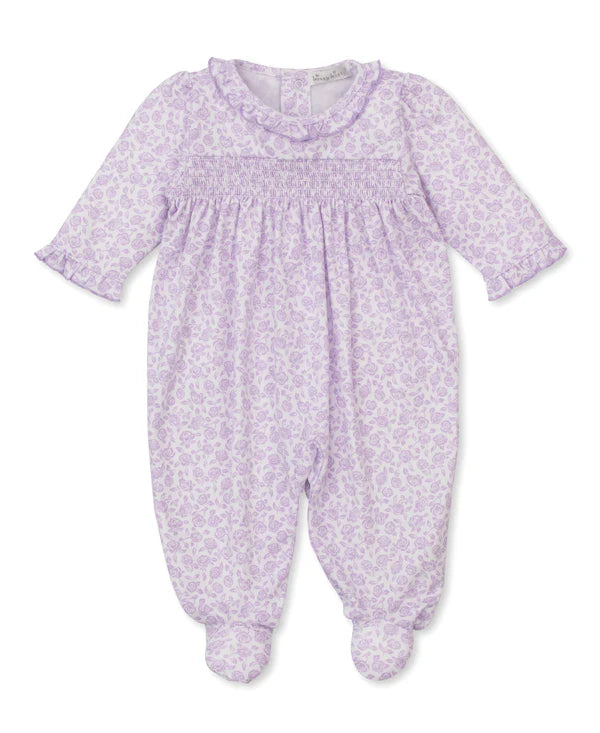 KISSY KISSY : LILAC FOOTIE FLORAL PRINT SMOCK