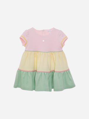 Patachou : GIRL DRESS - KNIT PINK YELLOW GREEN