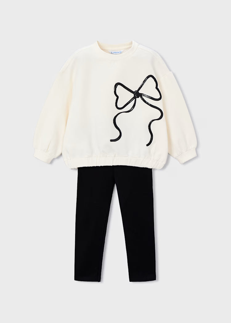 MAYORAL: Girl's leggings and bow sweatshirt set