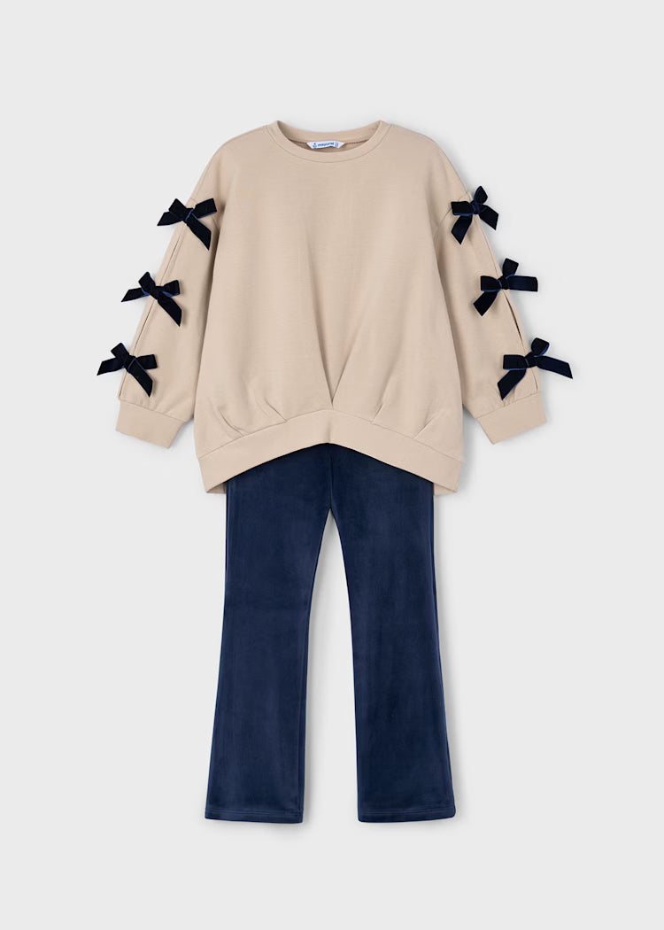 MAYORAL: Girl's leggings and sweatshirt set with bows