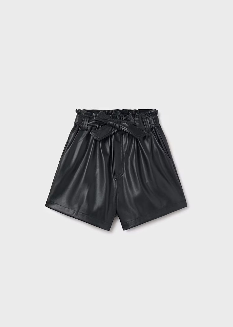 MAYORAL: HEART KNIT & LEATHER SHORT SET