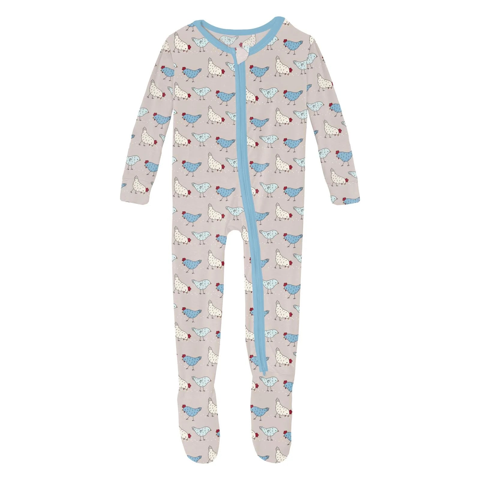 KICKEE : PRINT FOOTIE W 2 WAY ZIPPER
