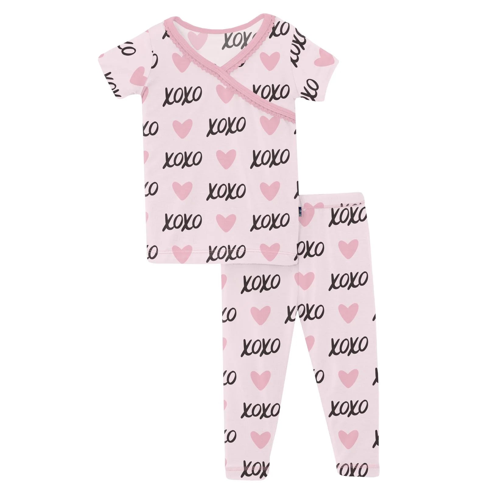 KICKEE : PRINT SHORT SLEEVE SCALLOP KIMONO PAJAMA SET