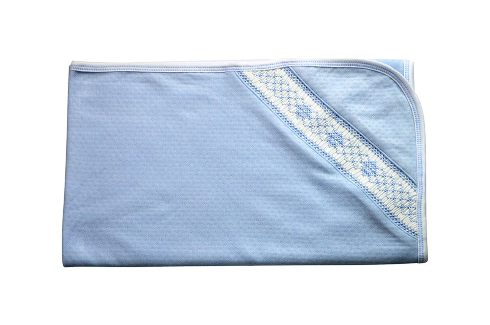 BABY THREADS : SWEET BLUE SMOCKED BLANKET
