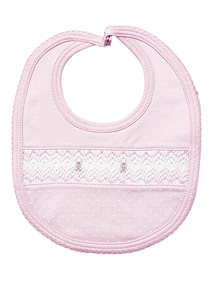 BABY THREADS: PINK ROSE W/ TINY DOTS BIB