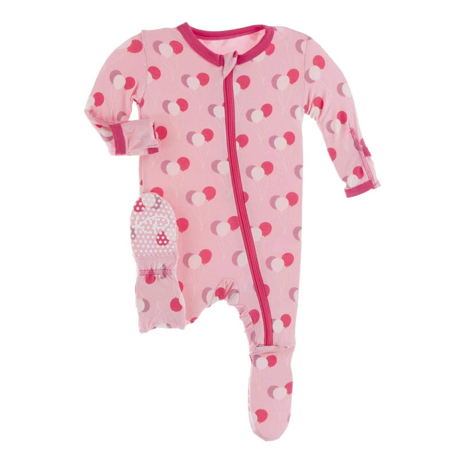 KICKEE: LOTUS BIRTHDAY PRINT FOOTIE WITH ZIPPER