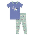 KICKEE : PISTACHIO ROLLER SKATES SHORT SLEEVE PAJAMA SET