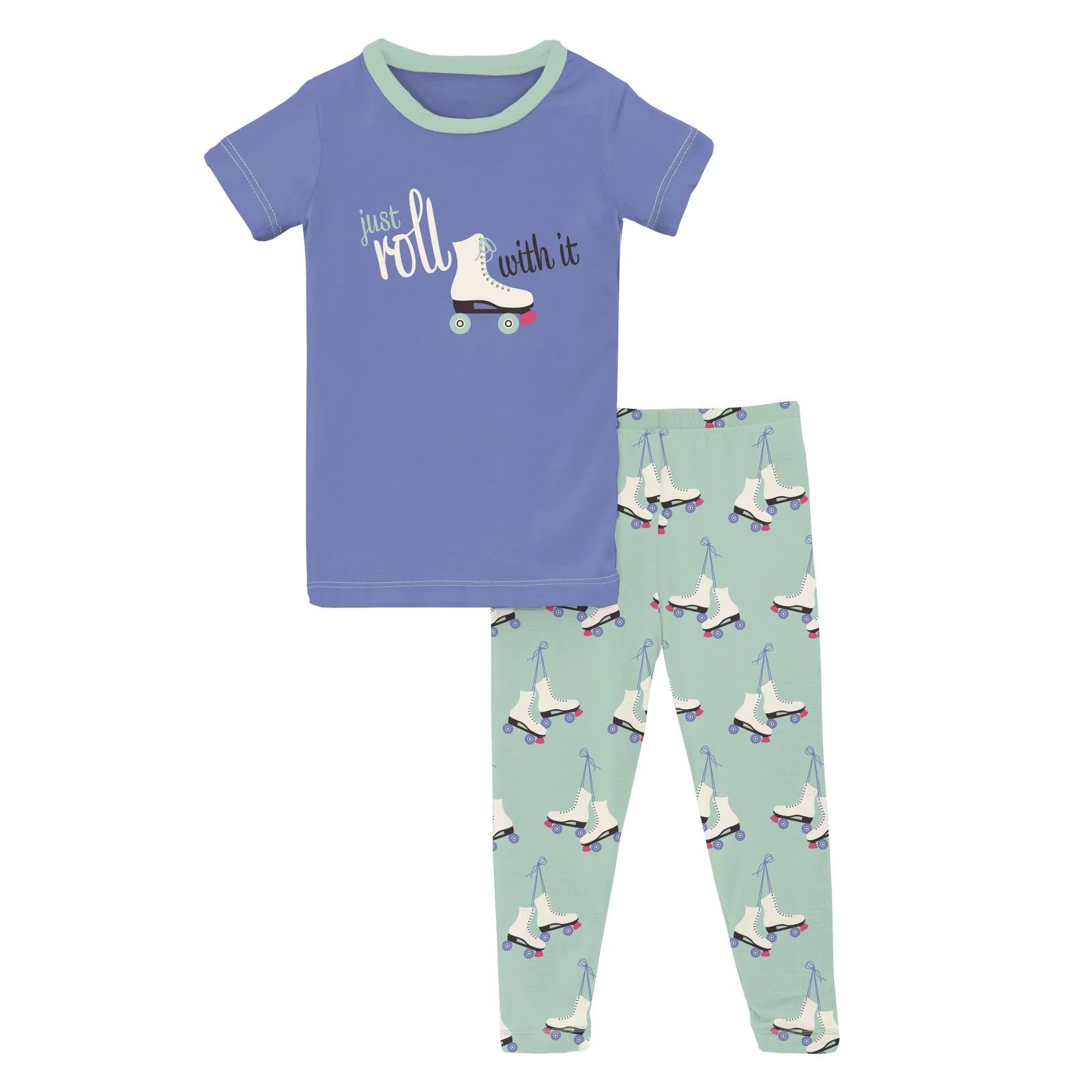 KICKEE : PISTACHIO ROLLER SKATES SHORT SLEEVE PAJAMA SET
