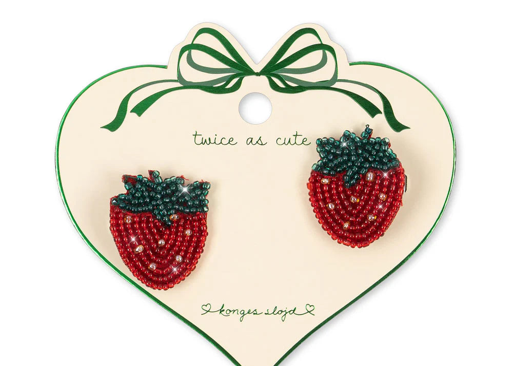 KONGES SLOJD: 2 PACK OF STRAWBERRY BEADED CLIPS