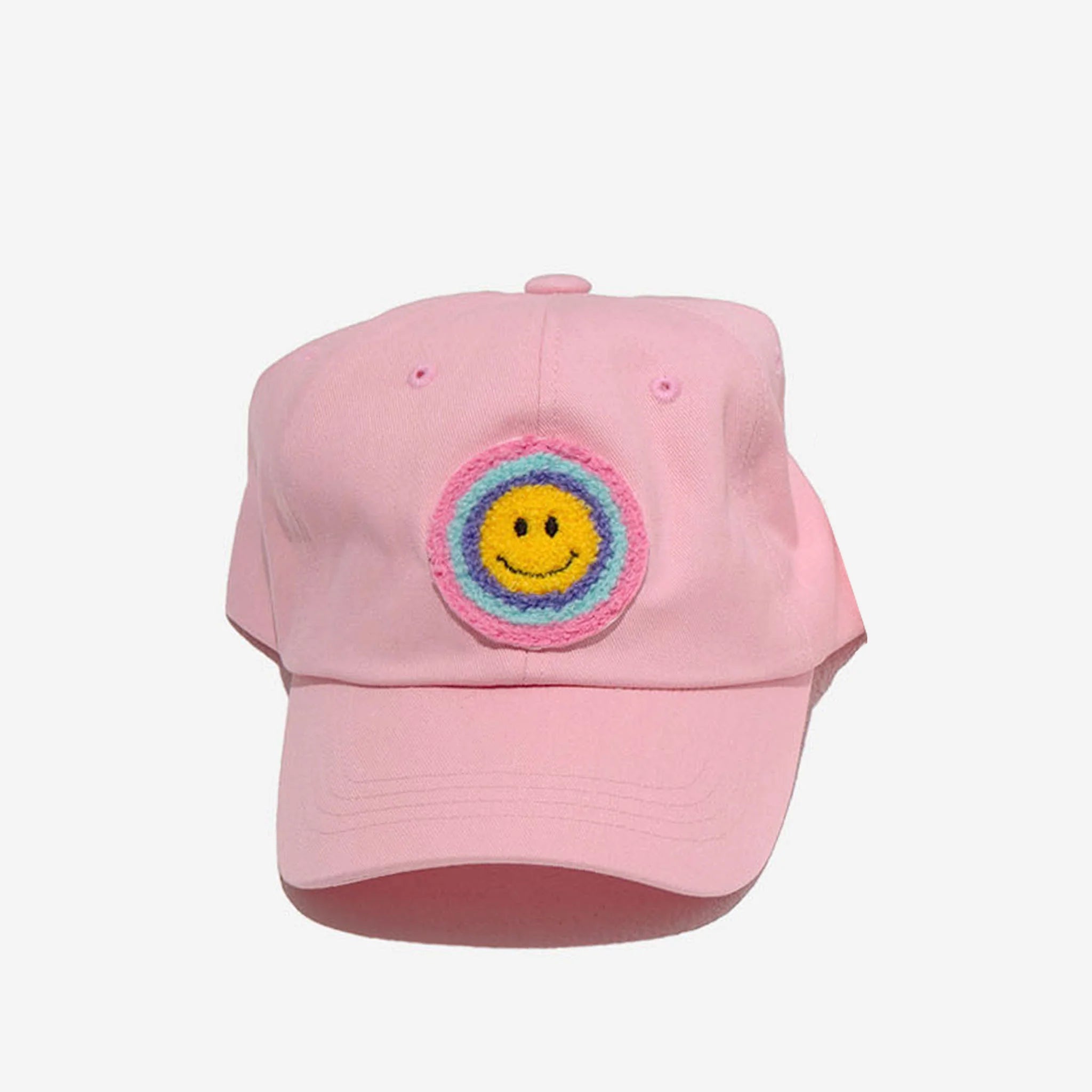 PETITE HAILEY: Pink Smile Patched Baseball hat