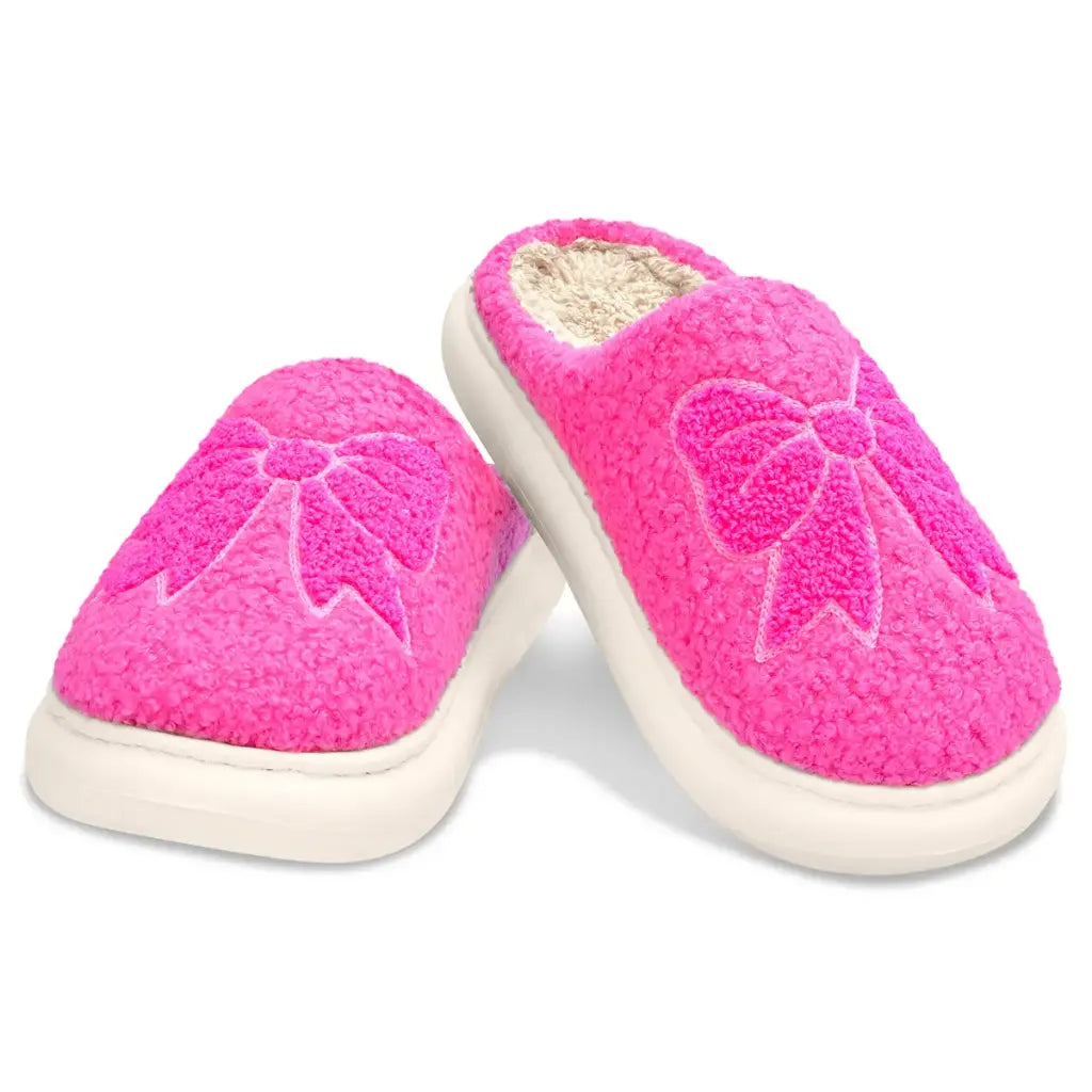 ISCREAM: PINK COZY BOWS SLIPPERS