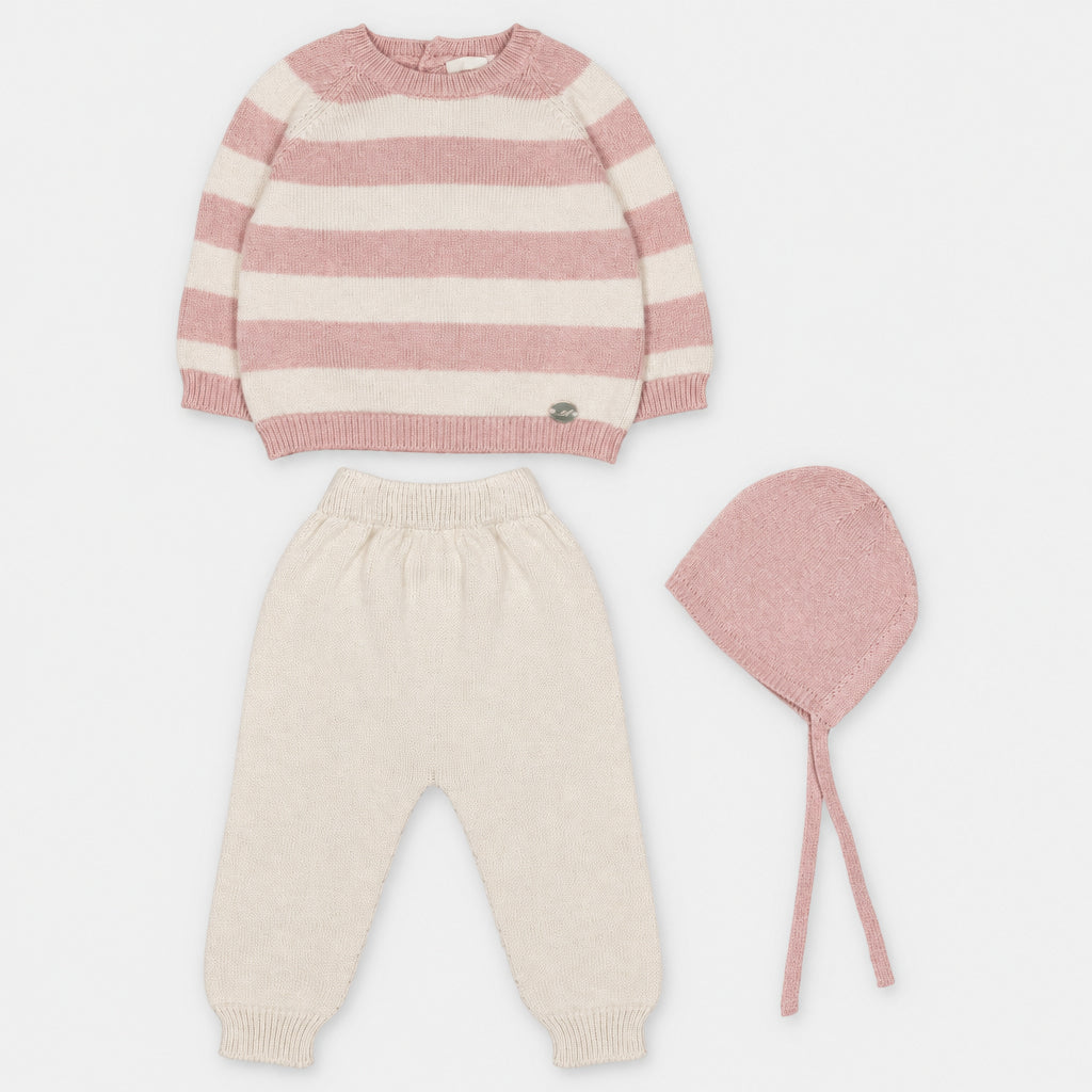 Martin Aranda : Set - Top, Leggings W/Feet & Bonnet Stripes