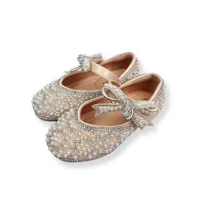 DOE A DEAR: BOWTIE STRAP JEWEL FLAT SHOES