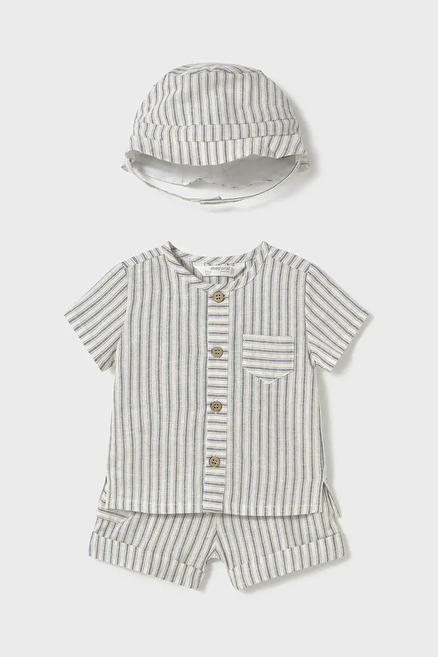 MAYORAL: BOYS STRIPED BOYS SHORT SET W/HAT