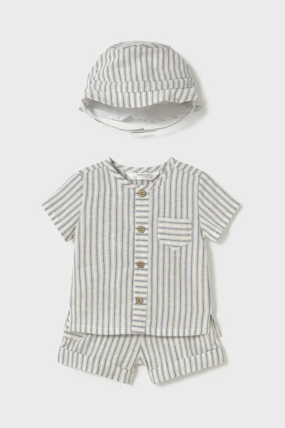MAYORAL: BOYS STRIPED BOYS SHORT SET W/HAT