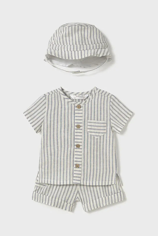 MAYORAL: BOYS STRIPED BOYS SHORT SET W/HAT