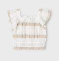 MAYORAL: GIRLS TAN PLAID TOP