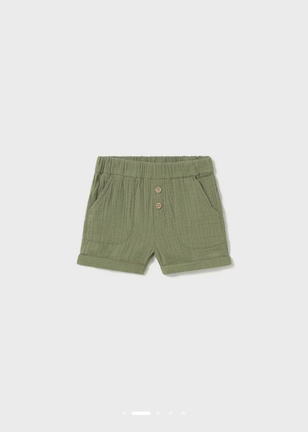 MAYORAL: BOYS S/S OLIVE GREEN MUSLIN SHORT SET