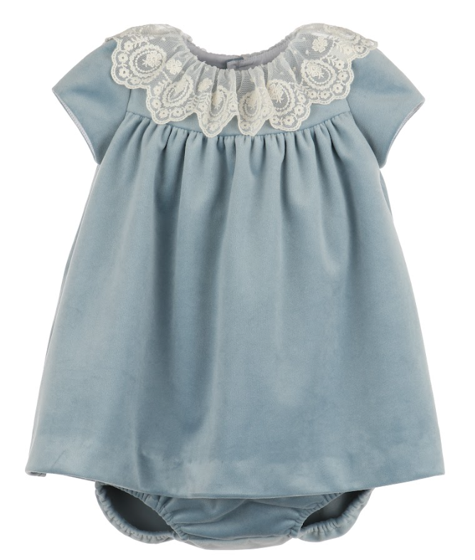 Luli & Me : Deluxe Velvet Float Dress - Blue
