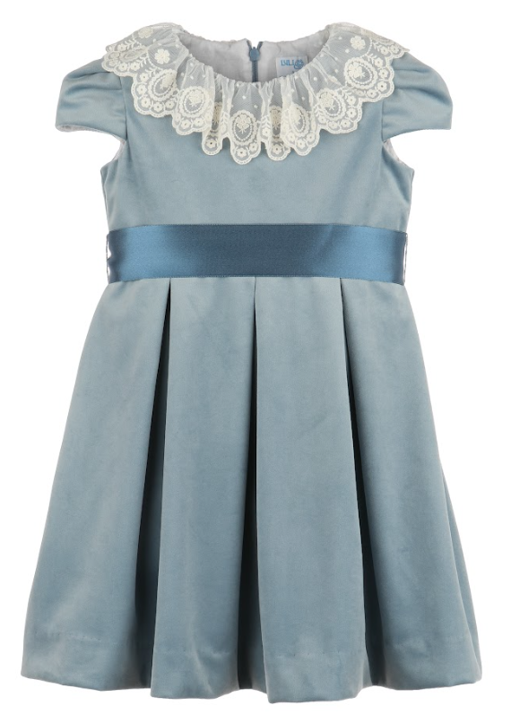 Luli & Me : Deluxe Velvet Dress -Blue