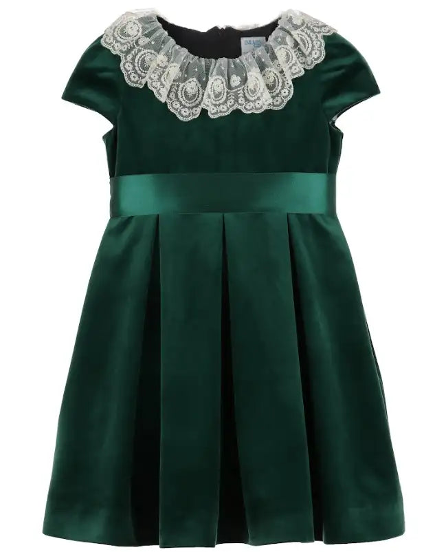 Luli & Me : Deluxe Velvet Dress - Green