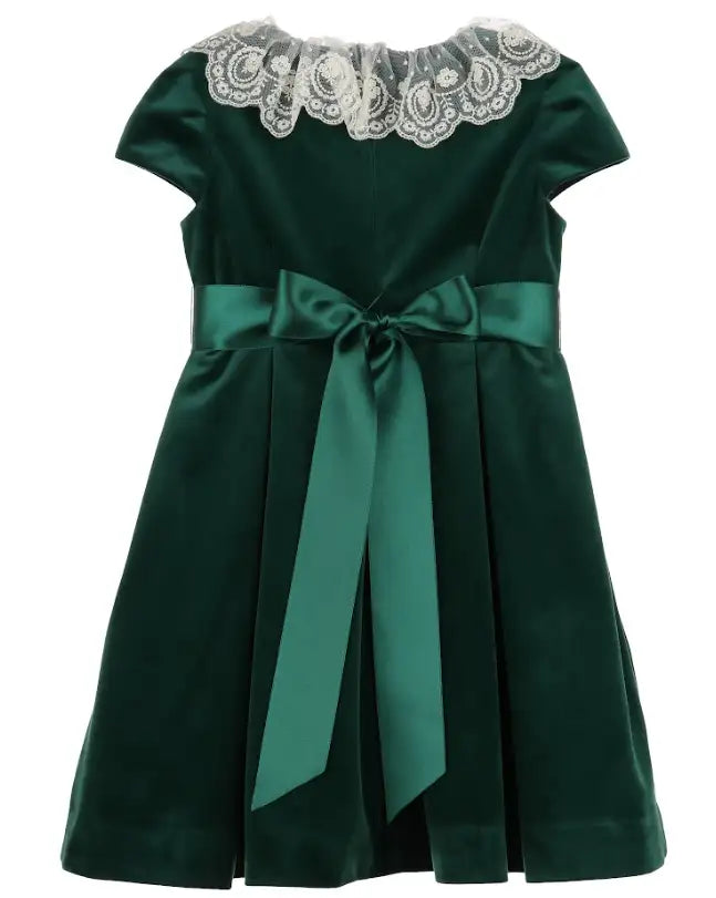 Luli & Me : Deluxe Velvet Dress - Green