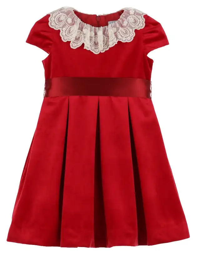 Luli & Me : Deluxe Velvet Dress - Red
