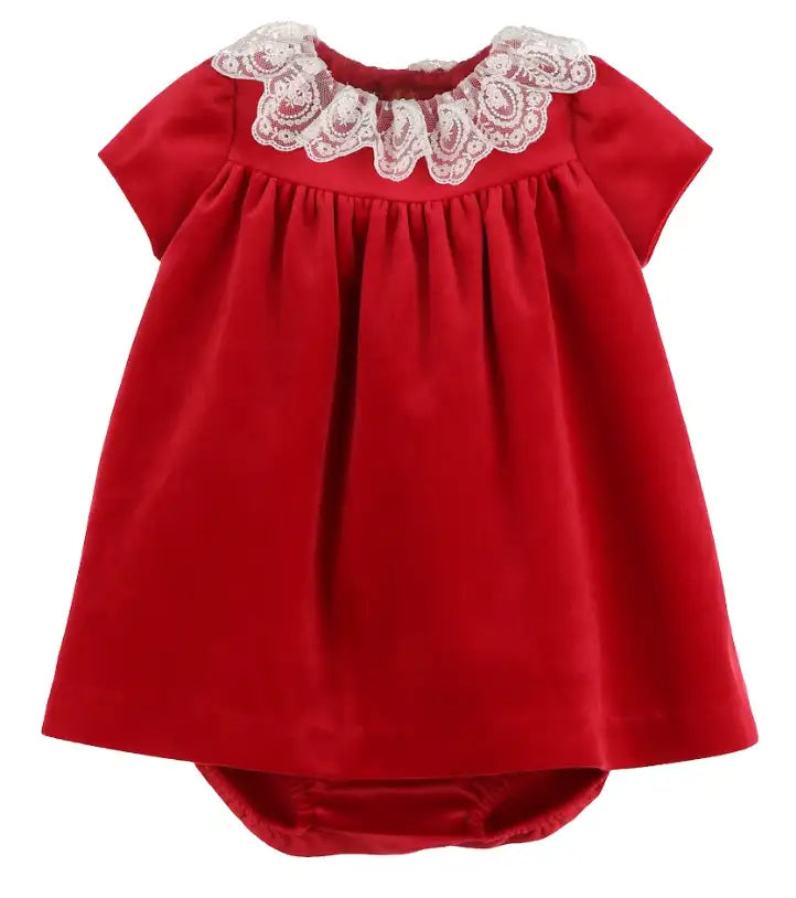 Luli & Me : Deluxe Velvet Float Dress - Red