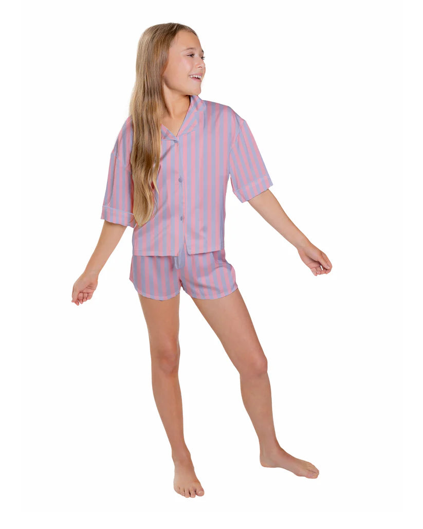 Sunshine Society : Silky Cotton Candy Short Sleeve Short Set