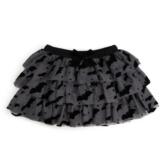 SWEET WINK: FLOCKED BATS HALLOWEEN BOW TIERED TUTU