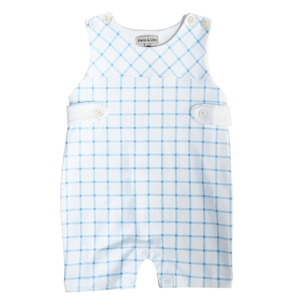 MARCO & LIZZY : BOY PLAID OVERALL PIMA COTTON PALM BEACH COLLECTION