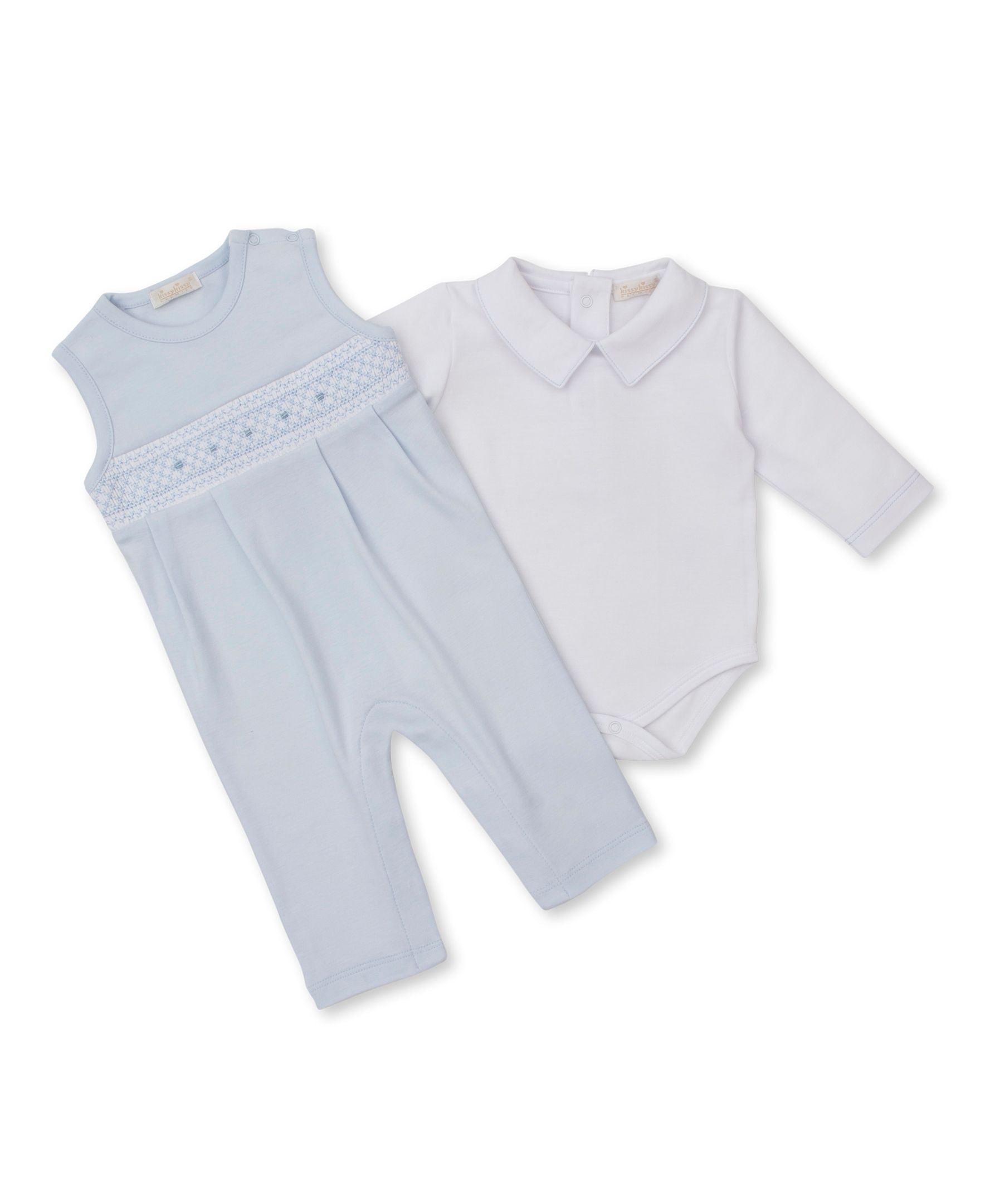 KISSY KISSY: Infant Boys Embroidered Overall Set