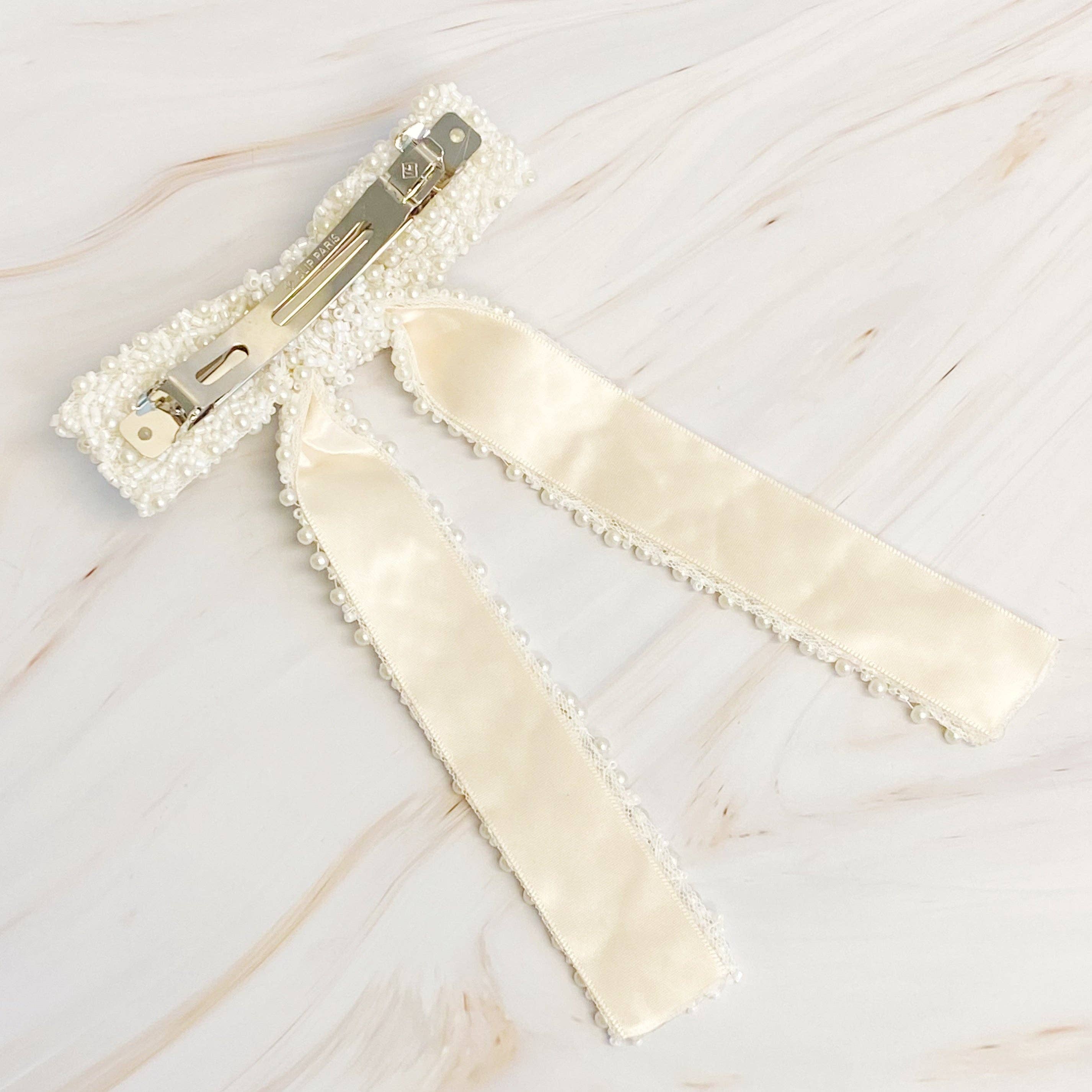 ELLISON & YOUNG : Luxe Beaded Pretty Bow Hair Clip