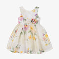 Abel & Lula Girls Cream with Pastel Floral Linen Dress