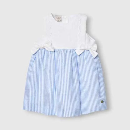 PAZ RODRIGUEZ: “DORNA” Woven White with Blue Striped Dress