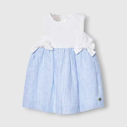 PAZ RODRIGUEZ: “DORNA” Woven White with Blue Striped Dress