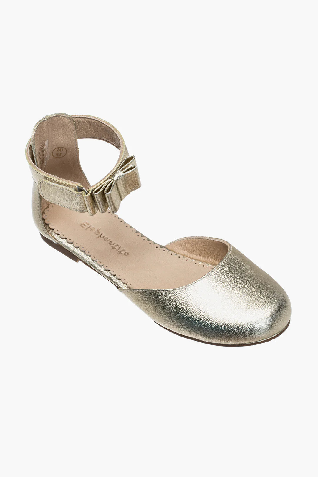 ELEPHANTITO: APRIL FLAT SHOE IN METAL GOLD
