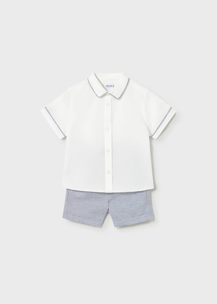 Mayoral: Baby Linen Shorts and Shirt 2-Piece Set