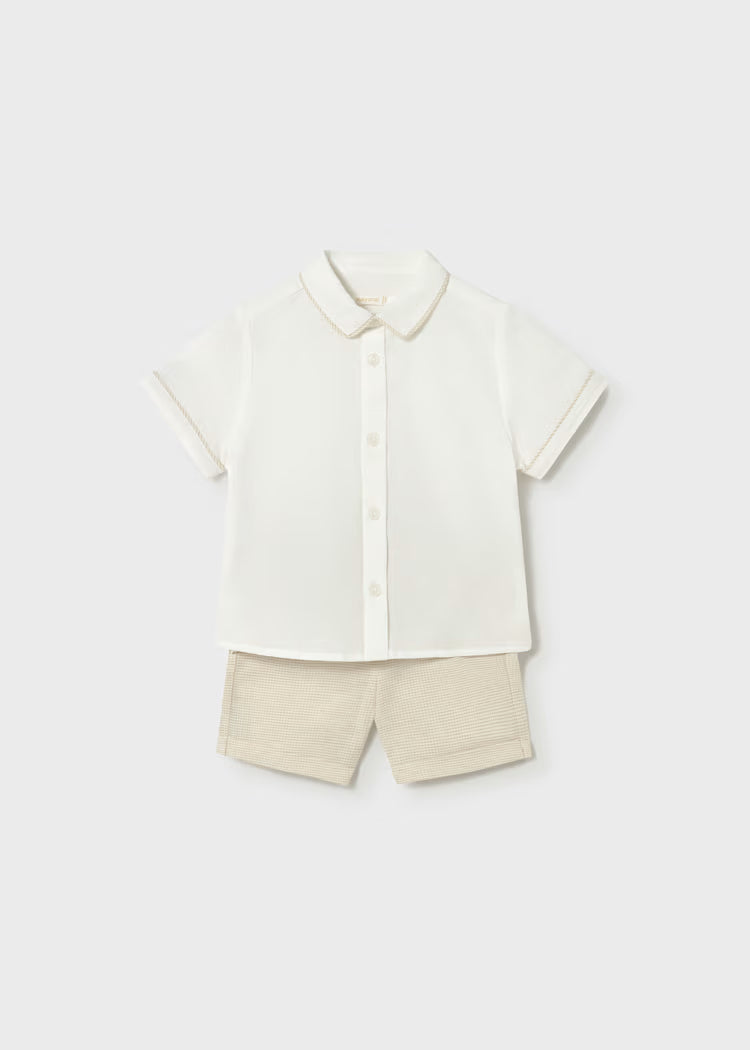 Mayoral: Baby Linen Shorts and Shirt 2-Piece Set