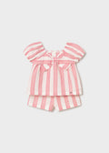 MAYORAL : Girls Striped Shorts and Blouse 2-Piece Set