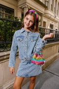 LOLA AND THE BOYS: RAINBOW SPARKLE DENIM JACKET