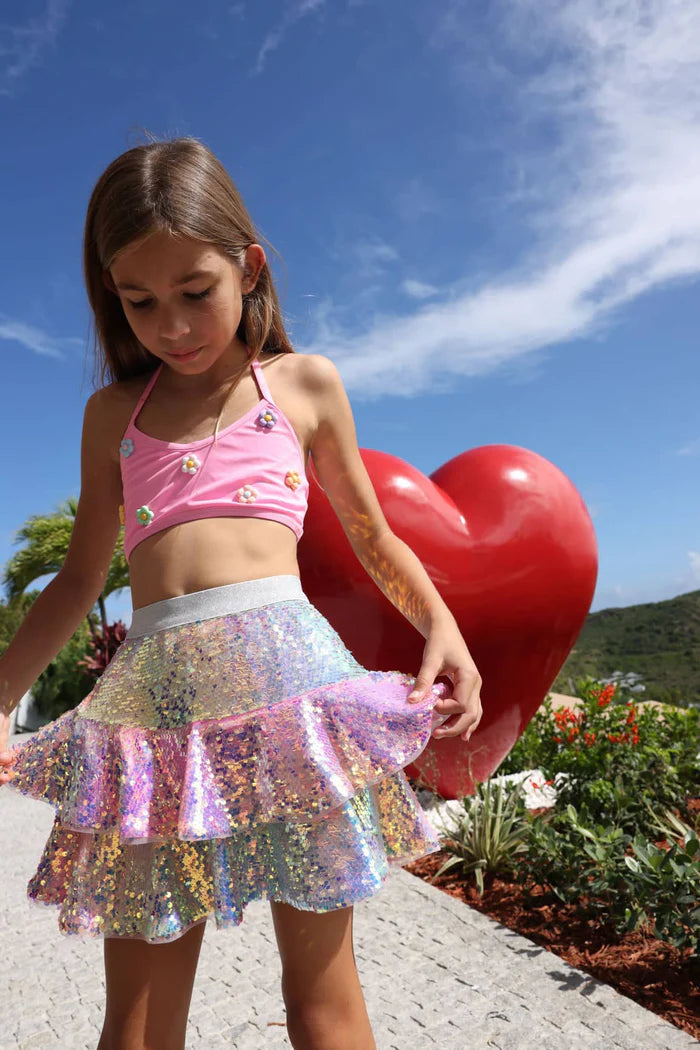 Lola and the Boys: Sequin Ombre Ruffle Skirt