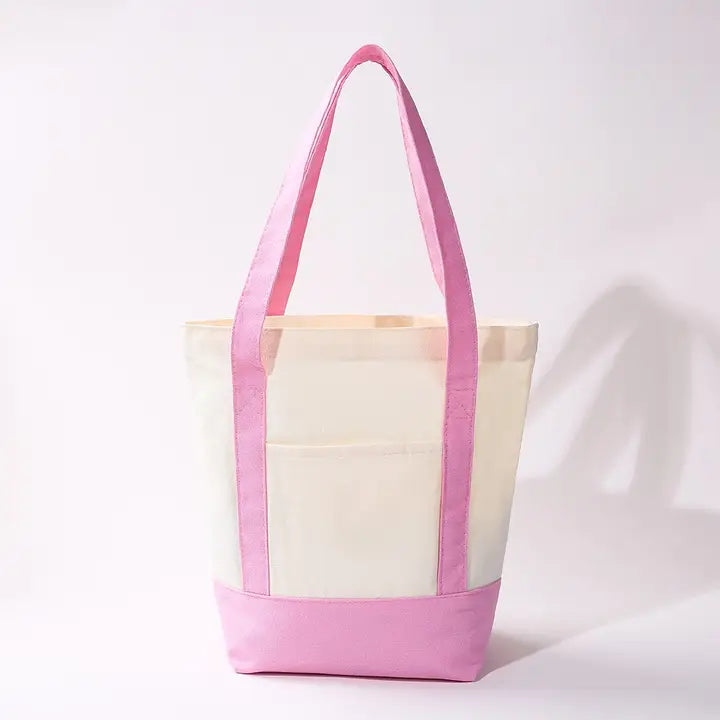 JOSSYLN : Medium Cotton Canvas Shoulder Tote Bag